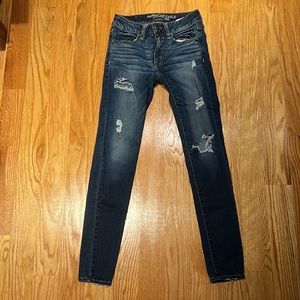 Dark blue skinny jeans from AE